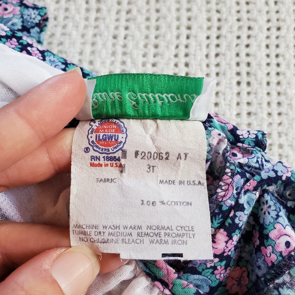 Vintage Baby Girls Dress Youth Size 3T Rare Editions Floral USA Union Made - Picture 5 of 7